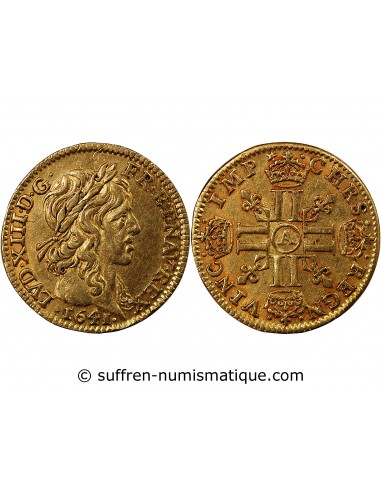 LOUIS XIII - 1/2 LOUIS D'OR A LA MÈCHE LONGUE 1641 A PARIS