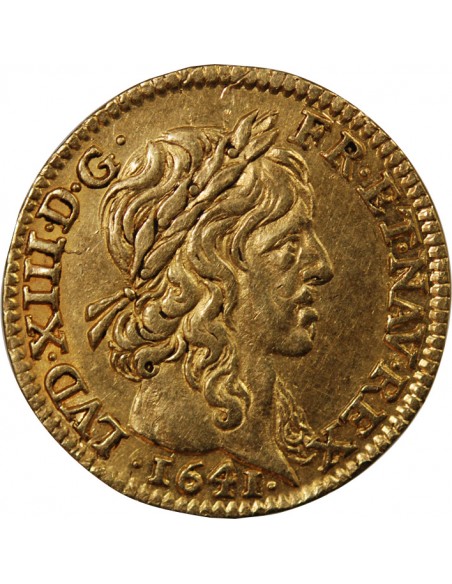 LOUIS XIII - 1/2 LOUIS D'OR A LA MÈCHE LONGUE 1641 A PARIS