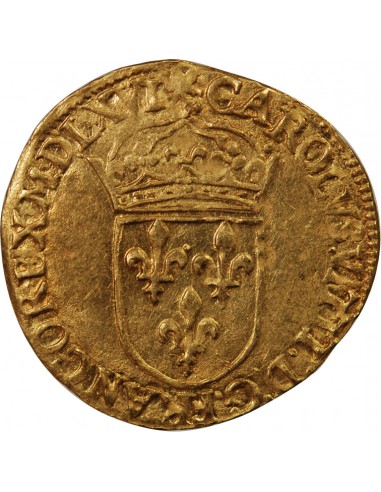 CHARLES IX ﻿﻿- ECU D'OR AU SOLEIL 1560 / 1574 LA ROCHELLE