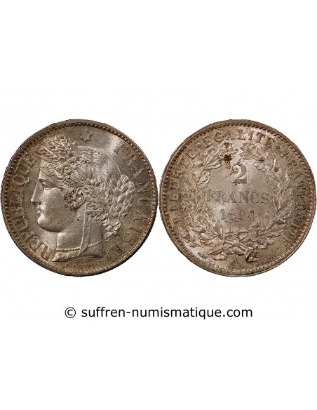 CERES ﻿- 2 FRANCS ARGENT 1894 A PARIS
