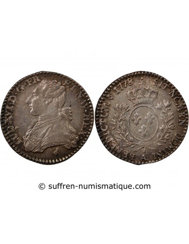 LOUIS XVI - 1/10 ECU AUX BRANCHES D'OLIVIER 1778 A PARIS