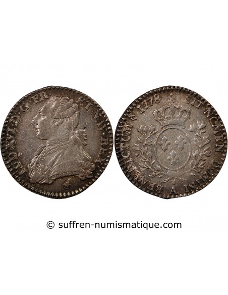 LOUIS XVI - 1/10 ECU AUX BRANCHES D'OLIVIER 1778 A PARIS