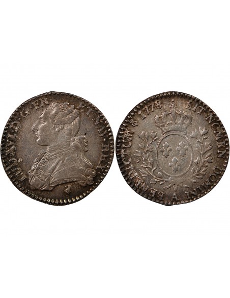 LOUIS XVI - 1/10 ECU AUX BRANCHES D'OLIVIER 1778 A PARIS