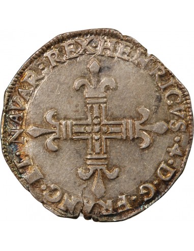 HENRI IV - 1/4 ECU DE NAVARRE ARGENT 1604 SAINT-PALAIS