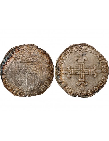 HENRI IV - 1/4 ECU DE NAVARRE ARGENT 1604 SAINT-PALAIS