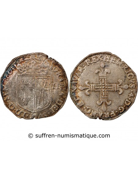 HENRI IV - 1/4 ECU DE NAVARRE ARGENT 1604 SAINT-PALAIS