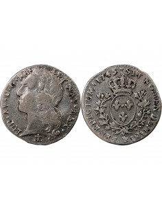LOUIS XV﻿ - 1/10 ECU AU BANDEAU 1745 & AIX 2