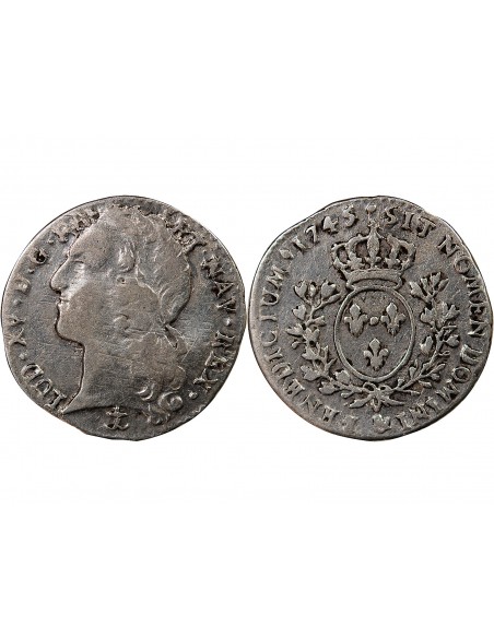 LOUIS XV﻿ - 1/10 ECU AU BANDEAU 1745 & AIX