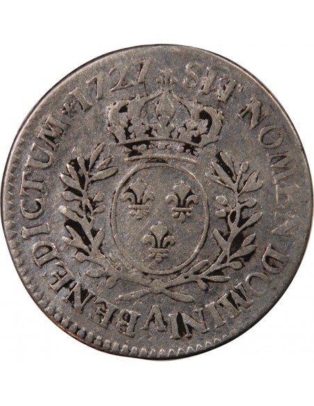 LOUIS XV - 1/5 ECU AUX BRANCHES D'OLIVIER 1727 A PARIS