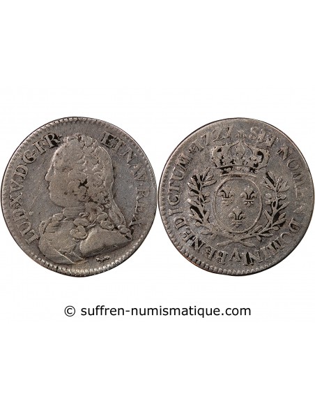 LOUIS XV - 1/5 ECU AUX BRANCHES D'OLIVIER 1727 A PARIS