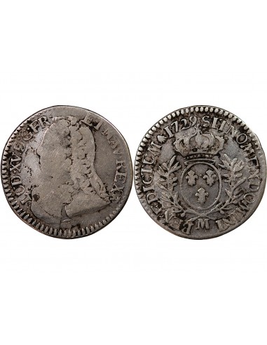 LOUIS XV - 1/5 ECU AUX BRANCHES D'OLIVIER 1729 M TOULOUSE