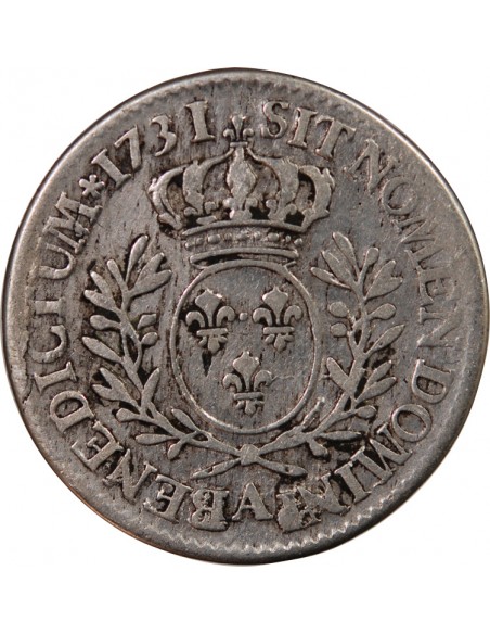 LOUIS XV - 1/5 ECU AUX BRANCHES D'OLIVIER 1731 A PARIS