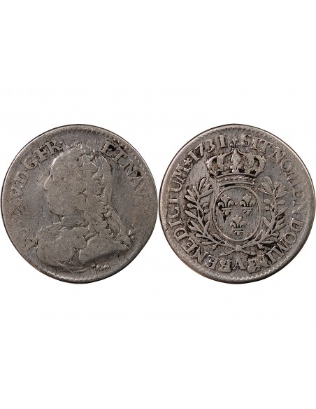 LOUIS XV - 1/5 ECU AUX BRANCHES D'OLIVIER 1731 A PARIS