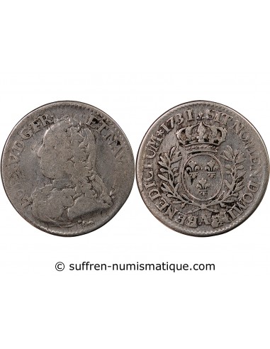 LOUIS XV - 1/5 ECU AUX BRANCHES D'OLIVIER 1731 A PARIS