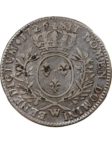LOUIS XV - 1/2 ECU AUX BRANCHES D'OLIVIER 1726 W LILLE