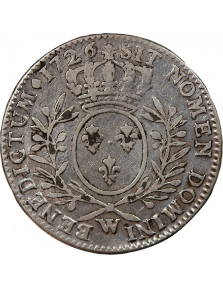 LOUIS XV - 1/2 ECU AUX BRANCHES D'OLIVIER 1726 W LILLE