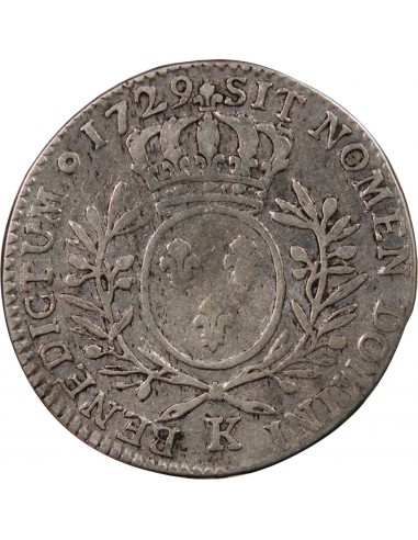 LOUIS XV - 1/2 ECU AUX BRANCHES D'OLIVIER 1729 K BORDEAUX