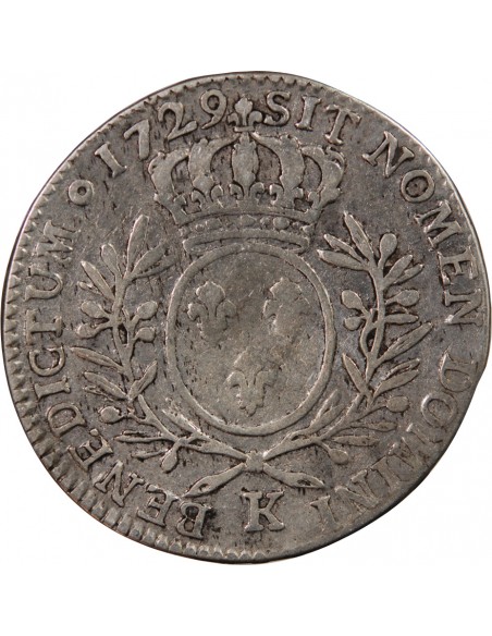 LOUIS XV - 1/2 ECU AUX BRANCHES D'OLIVIER 1729 K BORDEAUX