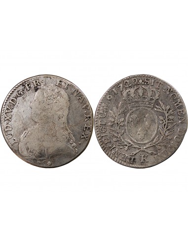 LOUIS XV - 1/2 ECU AUX BRANCHES D'OLIVIER 1729 K BORDEAUX