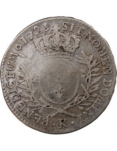 LOUIS XV - 1/2 ECU AUX BRANCHES D'OLIVIER 1729 K BORDEAUX