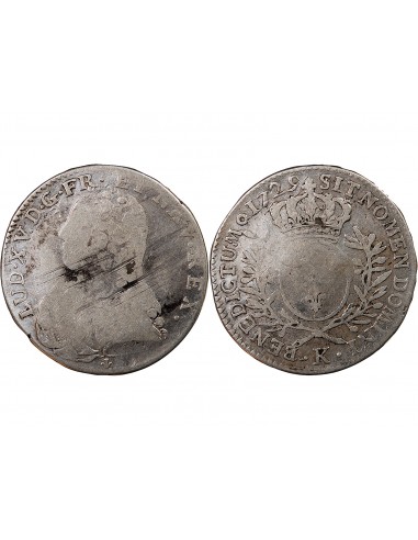 LOUIS XV - 1/2 ECU AUX BRANCHES D'OLIVIER 1729 K BORDEAUX