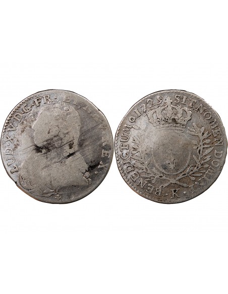 LOUIS XV - 1/2 ECU AUX BRANCHES D'OLIVIER 1729 K BORDEAUX