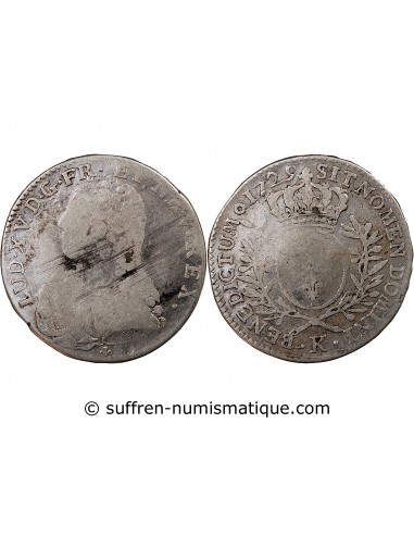 LOUIS XV - 1/2 ECU AUX BRANCHES D'OLIVIER 1729 K BORDEAUX