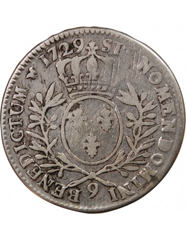 LOUIS XV - 1/2 ECU AUX BRANCHES D'OLIVIER 1729 RENNES