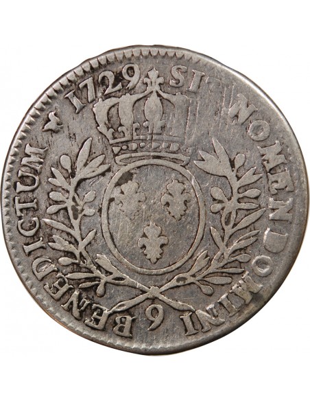 LOUIS XV - 1/2 ECU AUX BRANCHES D'OLIVIER 1729 RENNES