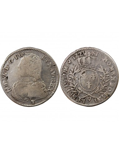 LOUIS XV - 1/2 ECU AUX BRANCHES D'OLIVIER 1729 RENNES