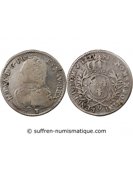 LOUIS XV - 1/2 ECU AUX BRANCHES D'OLIVIER 1729 RENNES