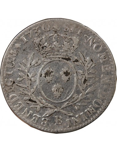 LOUIS XV - 1/2 ECU AUX BRANCHES D'OLIVIER 1730 B ROUEN