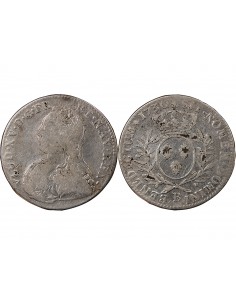 LOUIS XV - 1/2 ECU AUX BRANCHES D'OLIVIER 1730 B ROUEN 2