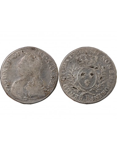 LOUIS XV - 1/2 ECU AUX BRANCHES D'OLIVIER 1730 B ROUEN