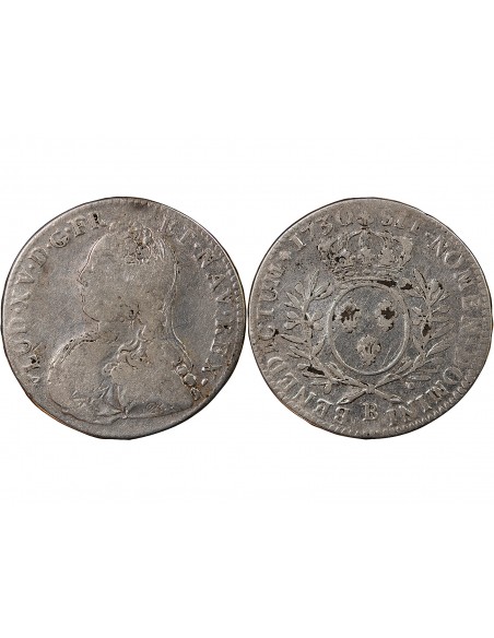 LOUIS XV - 1/2 ECU AUX BRANCHES D'OLIVIER 1730 B ROUEN