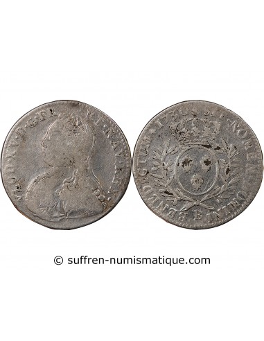 LOUIS XV - 1/2 ECU AUX BRANCHES D'OLIVIER 1730 B ROUEN