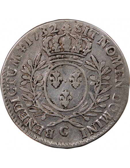 LOUIS XV - 1/2 ECU AUX BRANCHES D'OLIVIER 1732 C CAEN