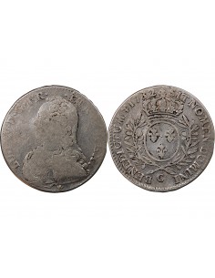 LOUIS XV - 1/2 ECU AUX BRANCHES D'OLIVIER 1732 C CAEN 2