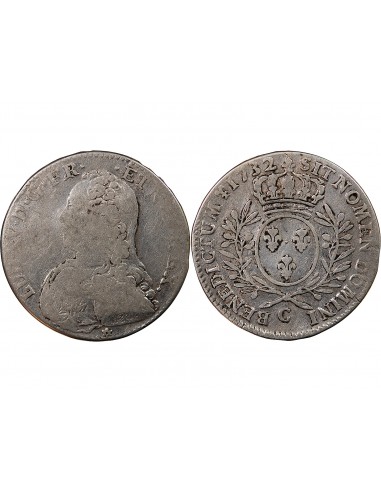 LOUIS XV - 1/2 ECU AUX BRANCHES D'OLIVIER 1732 C CAEN