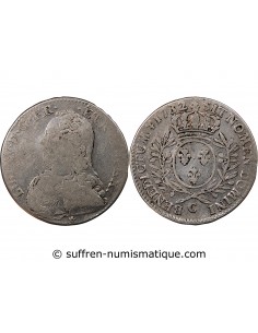 LOUIS XV - 1/2 ECU AUX BRANCHES D'OLIVIER 1732 C CAEN