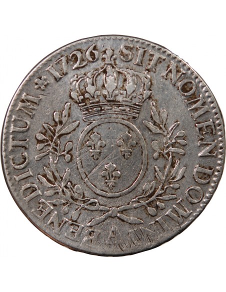 LOUIS XV - ECU AUX BRANCHES D'OLIVIER 1726 A PARIS