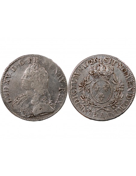 LOUIS XV - ECU AUX BRANCHES D'OLIVIER 1726 A PARIS