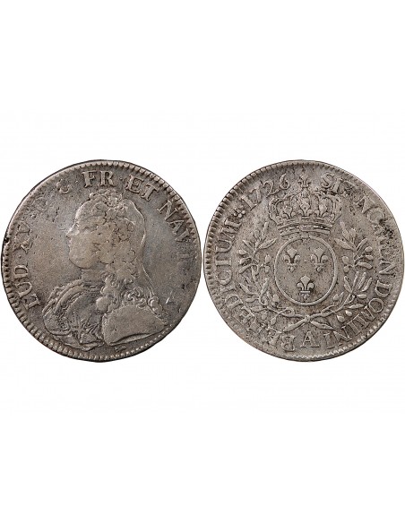 LOUIS XV - ECU AUX BRANCHES D'OLIVIER 1726 A PARIS