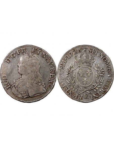 LOUIS XV - ECU AUX BRANCHES D'OLIVIER 1726 E TOURS