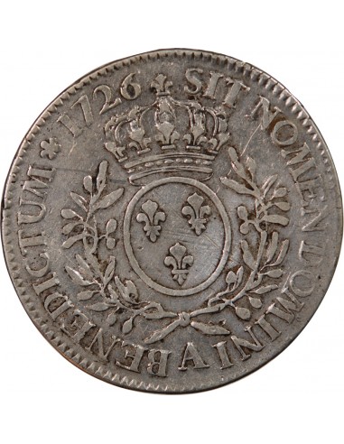 LOUIS XV - ECU AUX BRANCHES D'OLIVIER 1726 A PARIS