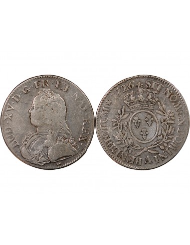 LOUIS XV - ECU AUX BRANCHES D'OLIVIER 1726 A PARIS