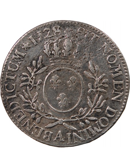 LOUIS XV - ECU AUX BRANCHES D'OLIVIER 1728 A PARIS