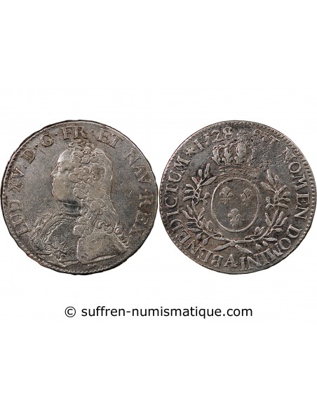 LOUIS XV - ECU AUX BRANCHES D'OLIVIER 1728 A PARIS