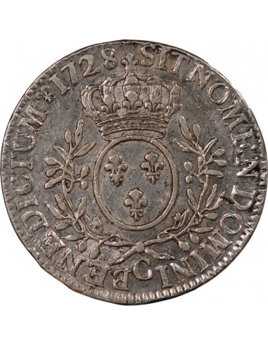 LOUIS XV - ECU AUX BRANCHES D'OLIVIER 1728 C CAEN
