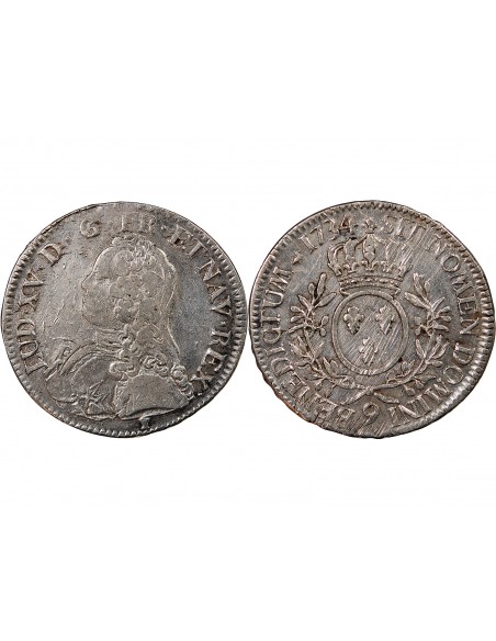LOUIS XV - ECU AUX BRANCHES D'OLIVIER 1734 RENNES